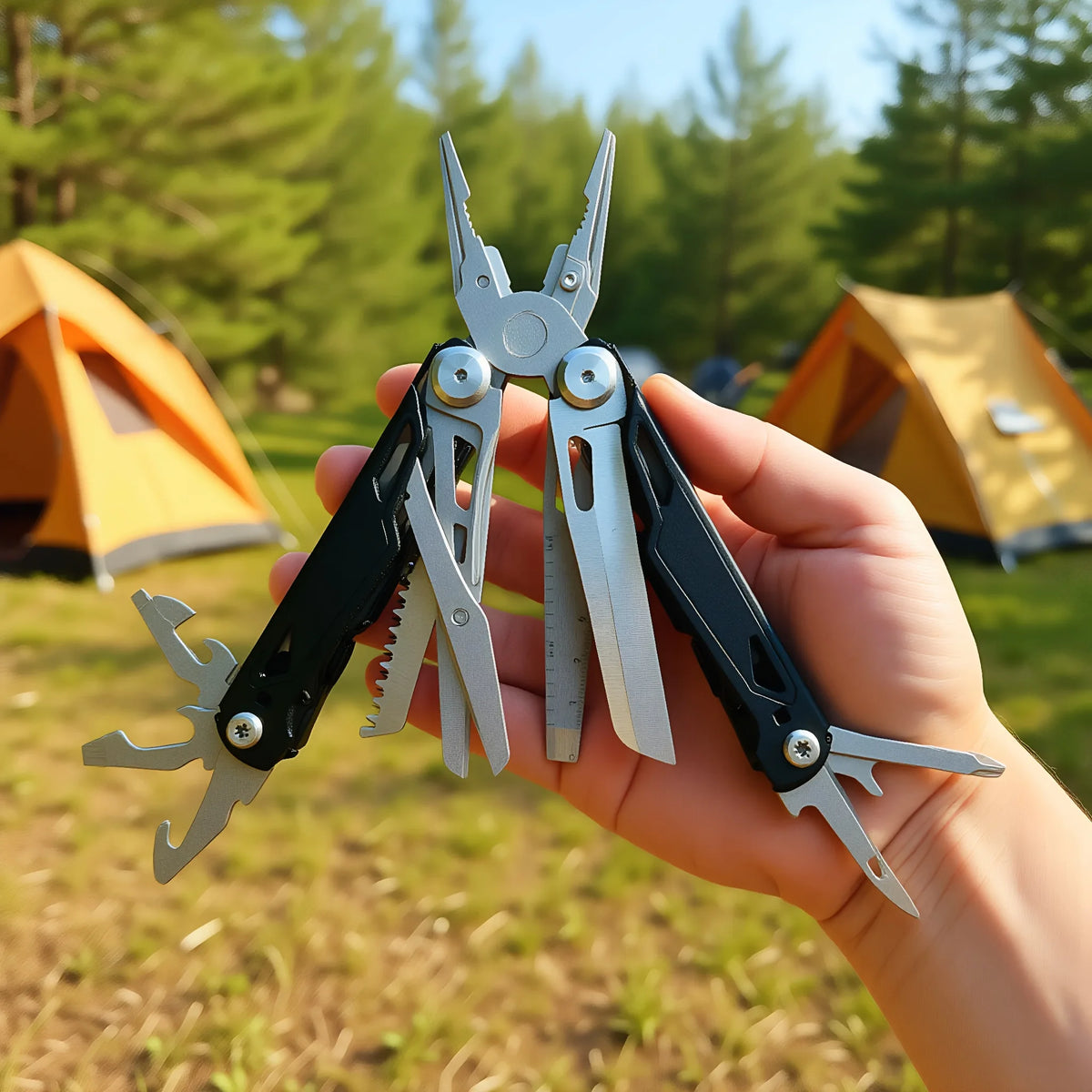 Stainless Steel Camping Multitool Pliers With Screwdriver Saw And Scissors