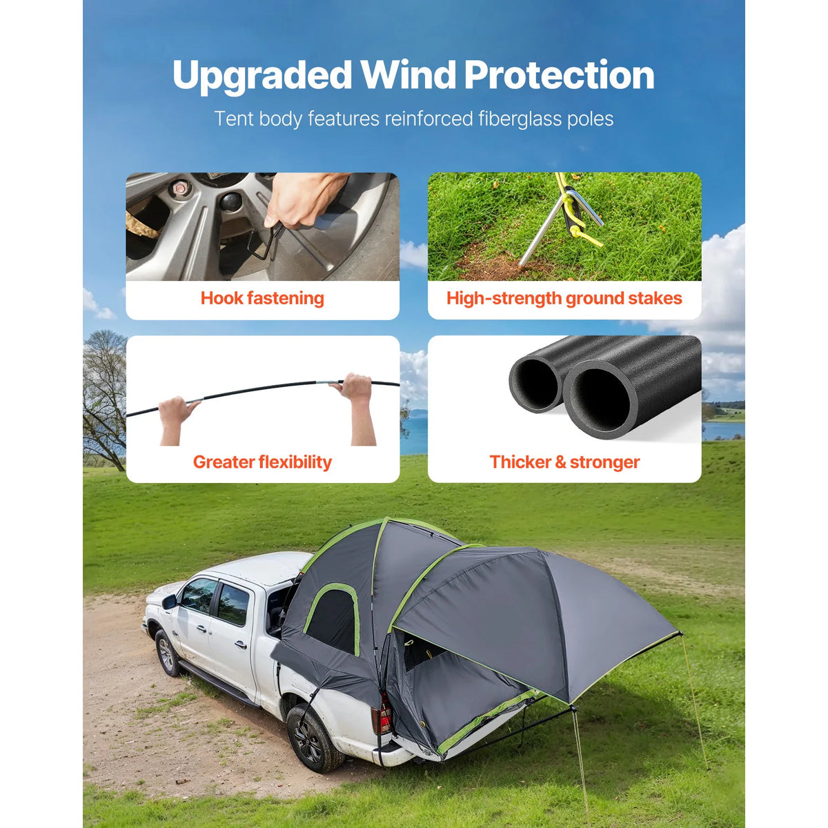 SucceBuy Waterproof Truck Bed Tent With Expandable Camping Awning