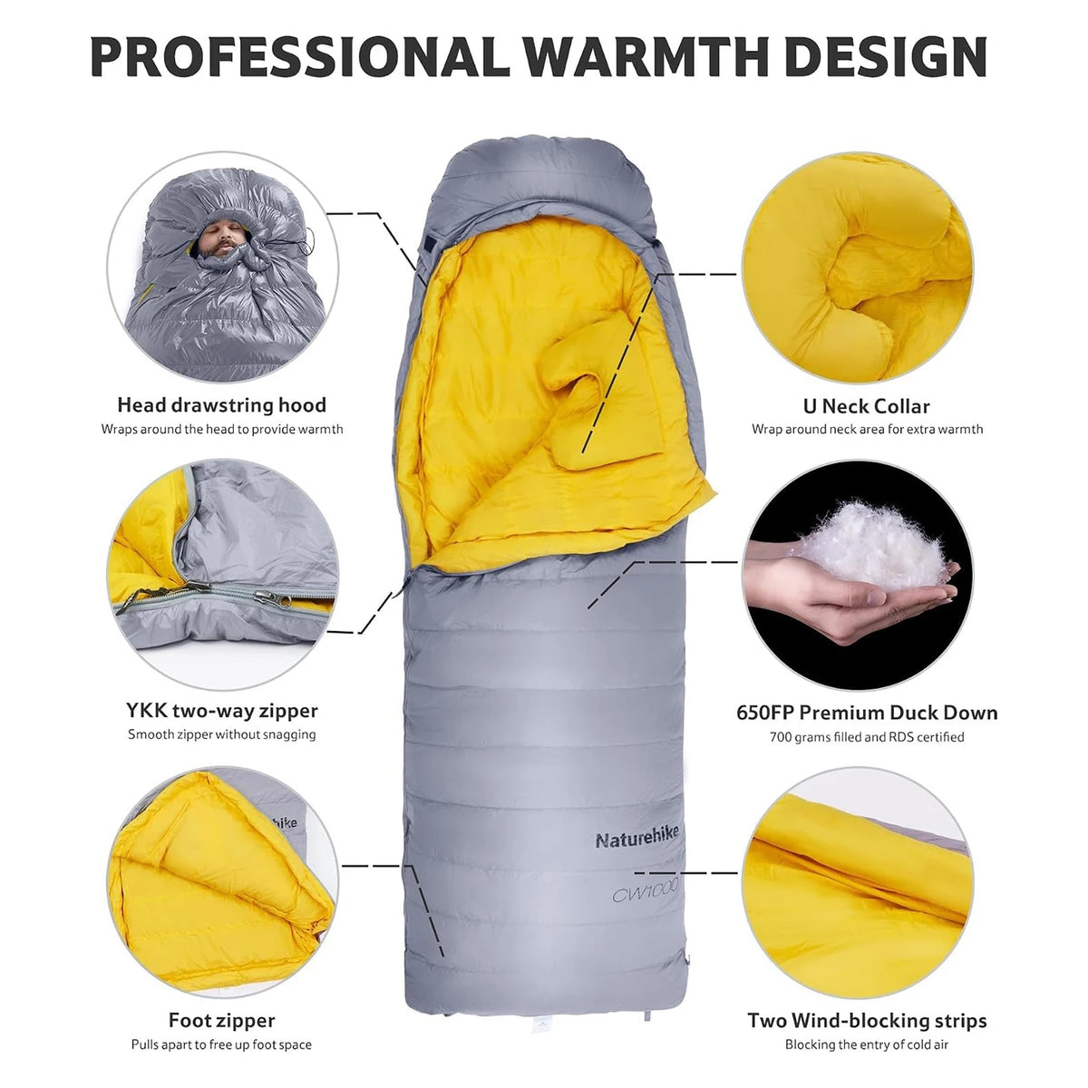 Naturehike Ultralight Duck Down Sleeping Bag For Outdoor Camping