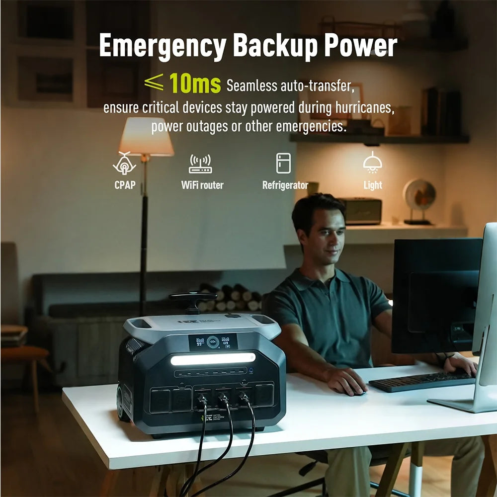 IEE P3200 Portable Power Station With LiFePO4 Solar Backup
