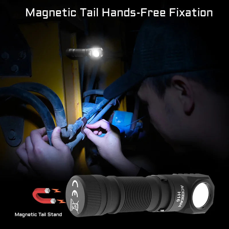 ACEBEAM H16 Lightweight LED Headlamp With Right Angle EDC Flashlight
