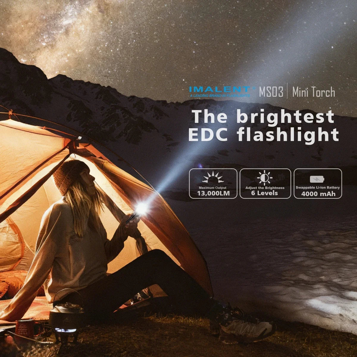 IMALENT MS03 Rechargeable LED Flashlight for Camping and Emergency Use
