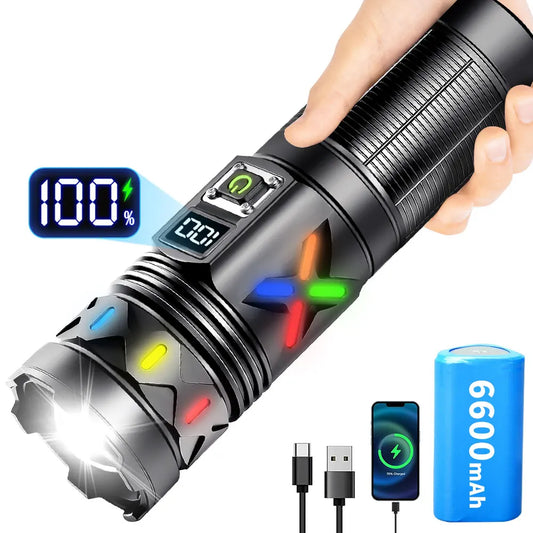 Rechargeable Tactical LED Flashlight With USB Charging and Zoom Focus