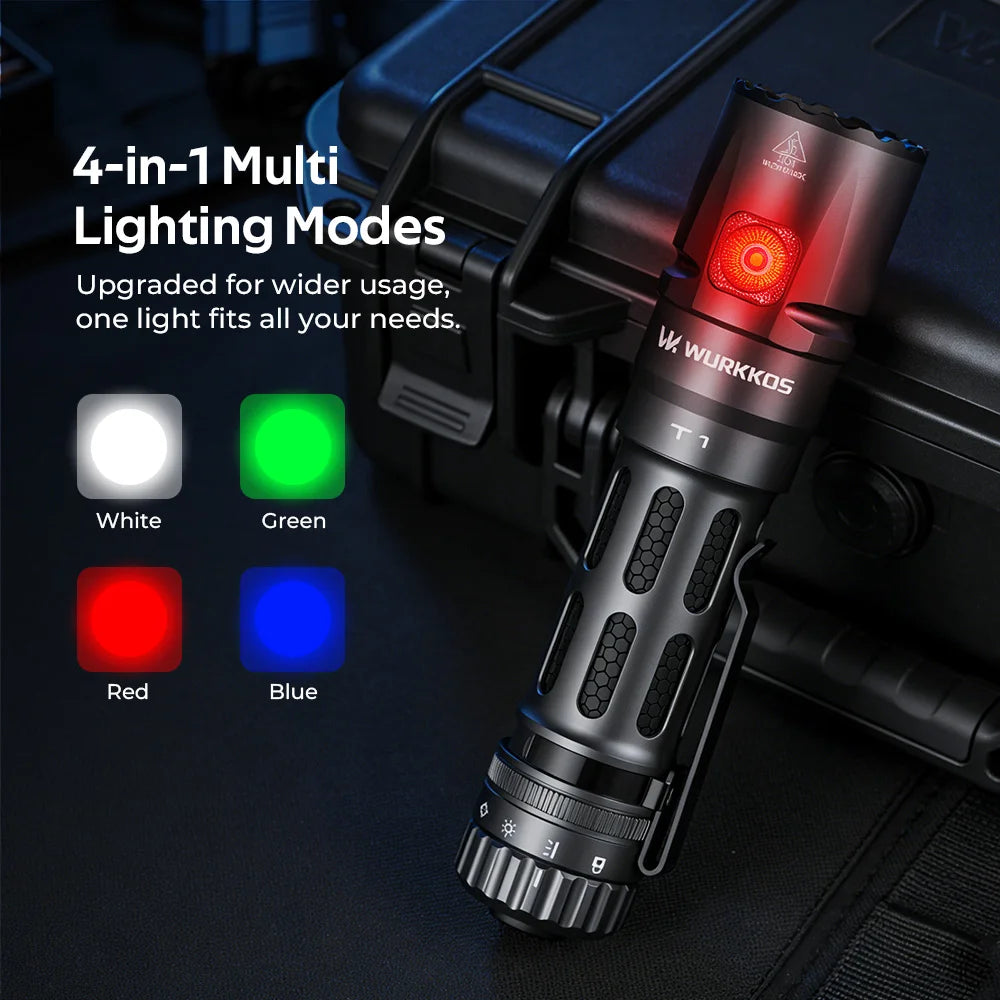 Wurkkos T1 Tactical Waterproof USB Rechargeable Multi Mode LED Flashlight