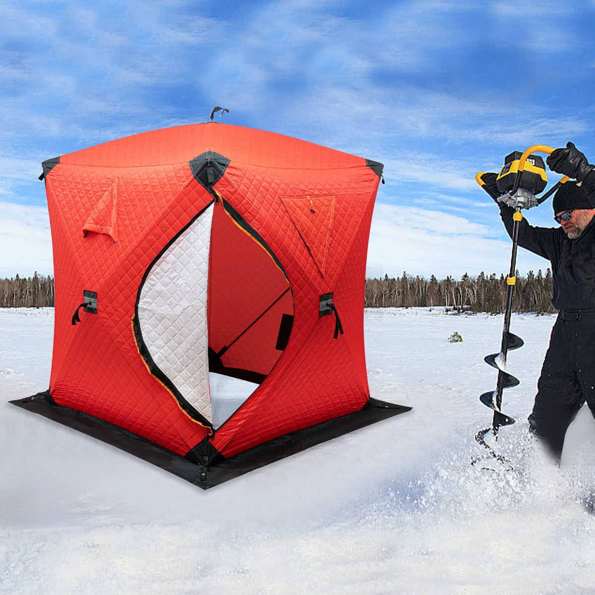 Portable Waterproof Windproof Ice Fishing Tent With Reinforced Fiberglass Poles